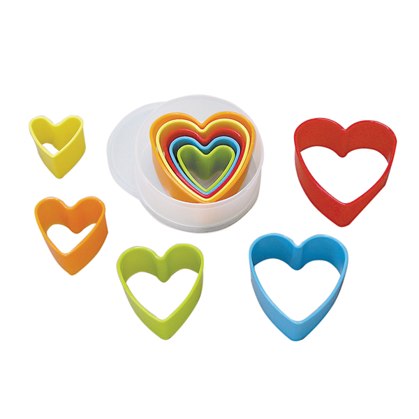 Heart Plastic Cutters Set Multi-Coloured