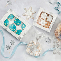 Silver Snowflake Square Treat Boxes with Window Foil