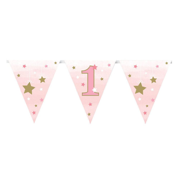 One Little Star Girl Paper Flag Bunting