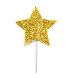 Glitter Star Cupcake Toppers Gold