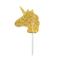 Glitter Unicorn Cupcake Toppers Gold