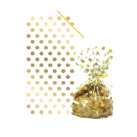 Gold Polka Dot Cello Treat Bags with Twist Ties