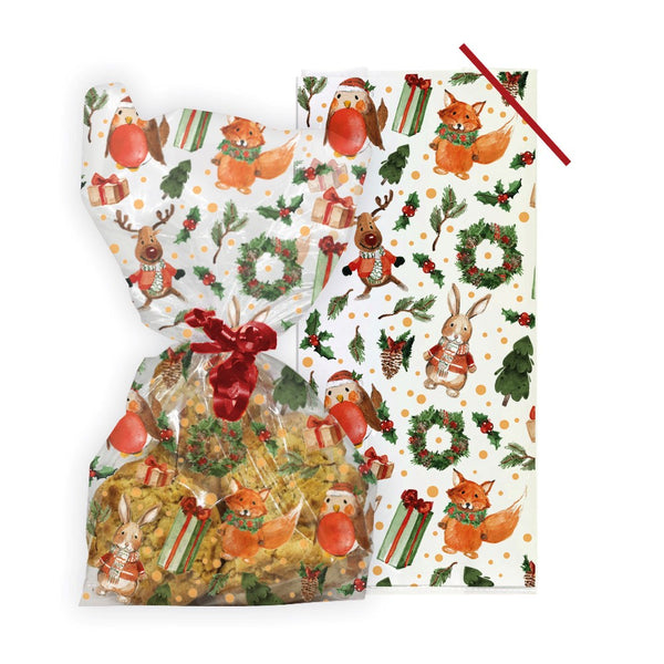 Festive Woodland Cello Treat Bags with Twist Ties