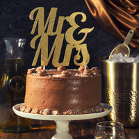 Glitter Mr & Mrs Cake Topper Gold