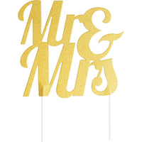 Glitter Mr & Mrs Cake Topper Gold