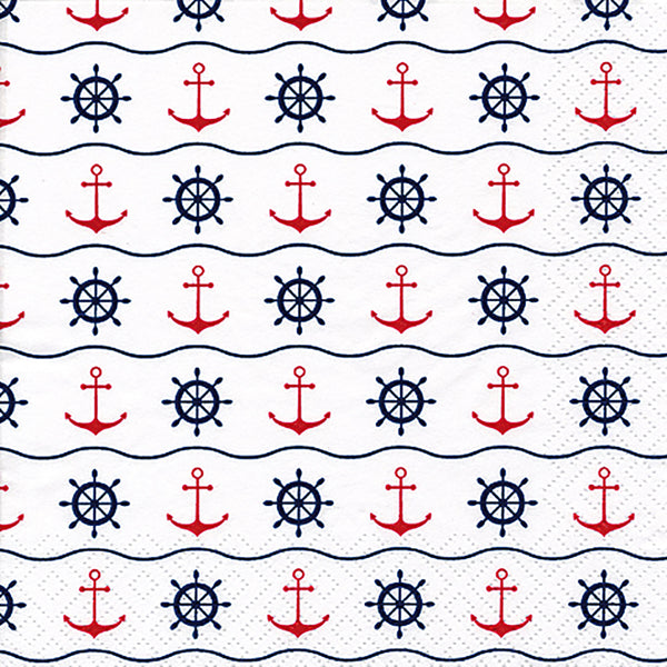 Tiflair Nautical Anchor and Wheel Print Lunch Napkins 3 ply