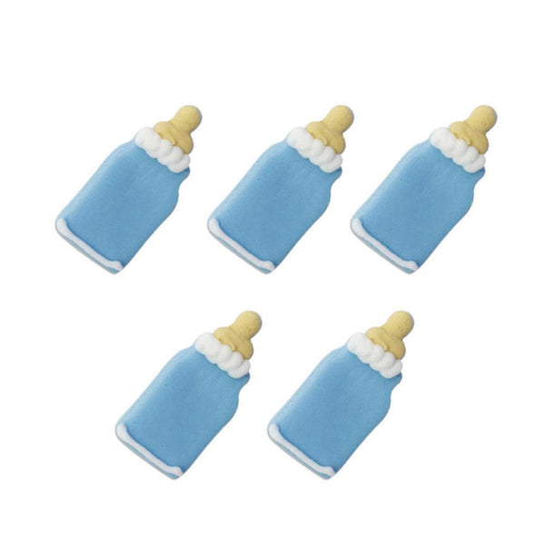 Baby's Bottle Sugar Toppers Blue