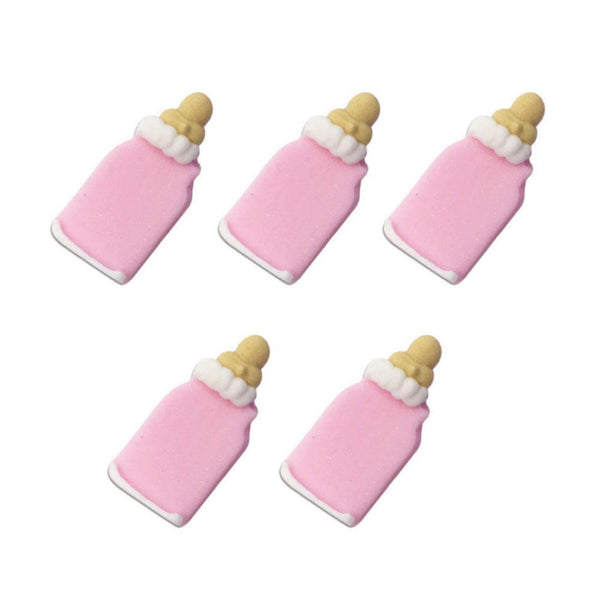 Baby's Bottle Sugar Toppers Pink