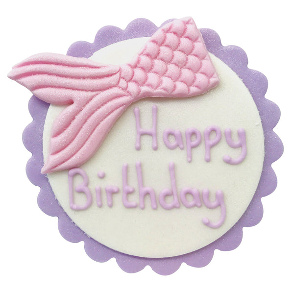 Mermaid Tail Happy Birthday Sugar Plaque