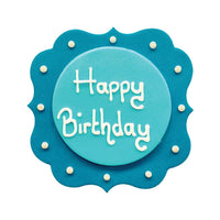 Shades of Blue Happy Birthday Sugar Plaque