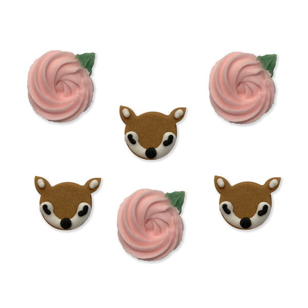 Deer and Flower Sugar Toppers