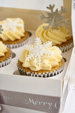 Silver Snowflake Cupcake Box for 6 Cupcakes Foil