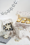 Silver Snowflake Square Treat Boxes with Window Foil