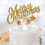 Nativity Angel Resin Cake Topper & Gold Merry Christmas Motto